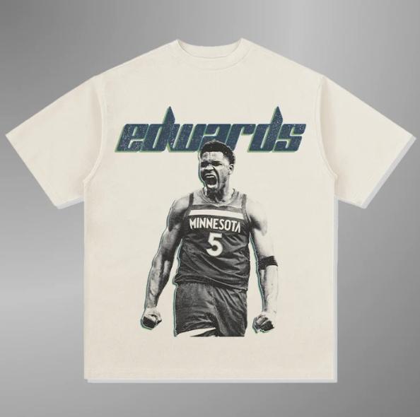Nuova T-shirt NBA Anthony Edwards Estate 2025 Stile Y2K Cotone Stampato Taglia Grande Girocollo Manica Corta Top T-shirt per Uomini e Donne
