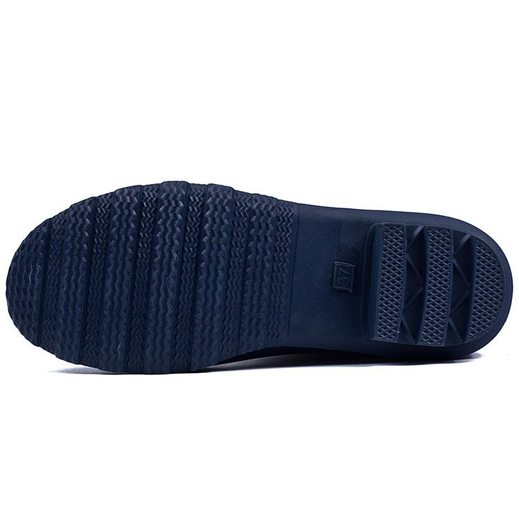 Marineblaue Damen-High-Top-Regenstiefel aus Gummi mit Blumenmuster