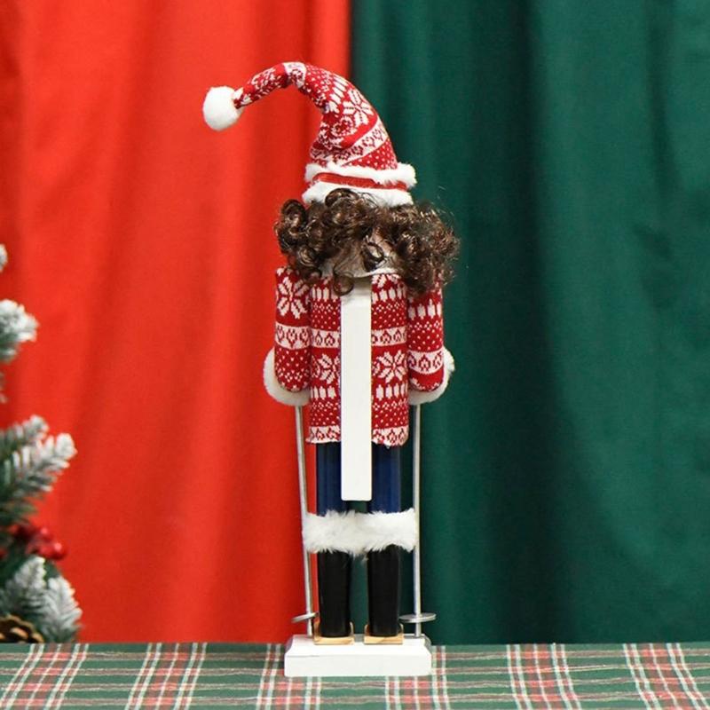 Christmas Nutcrackers Ornament Small Wooden Soldier Christmas Decorations Nutcrackers Figure Ornament for Table Shelf