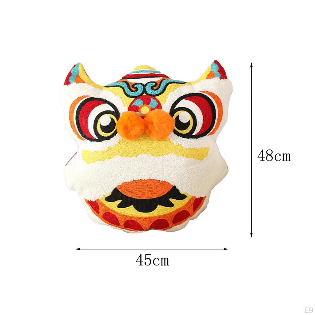 Chinese Year Decorative Pillow with Lion Theme for Home Use