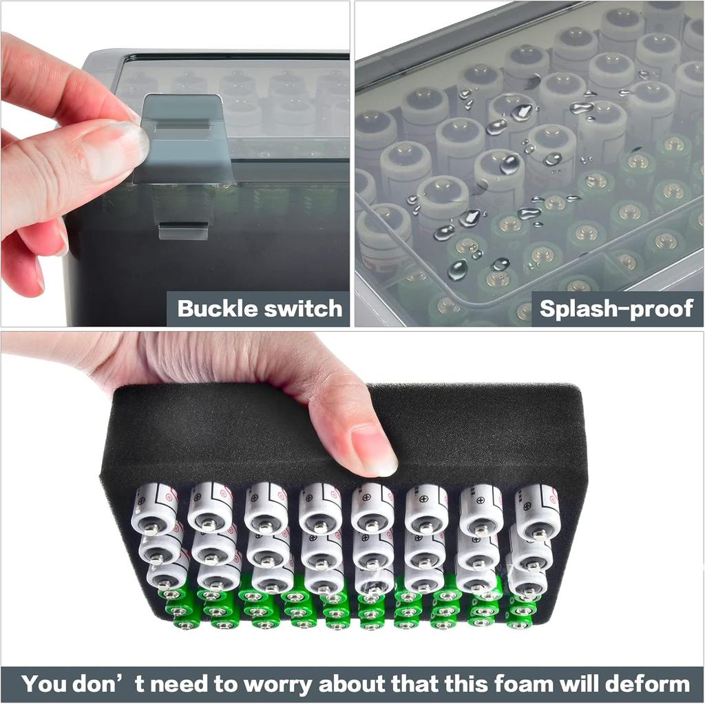 Battery Storage Organizer Holder Holds 54 AA AAA Batteries, Battery Box Case Garage Container,Home Drawer Organization Dispenser