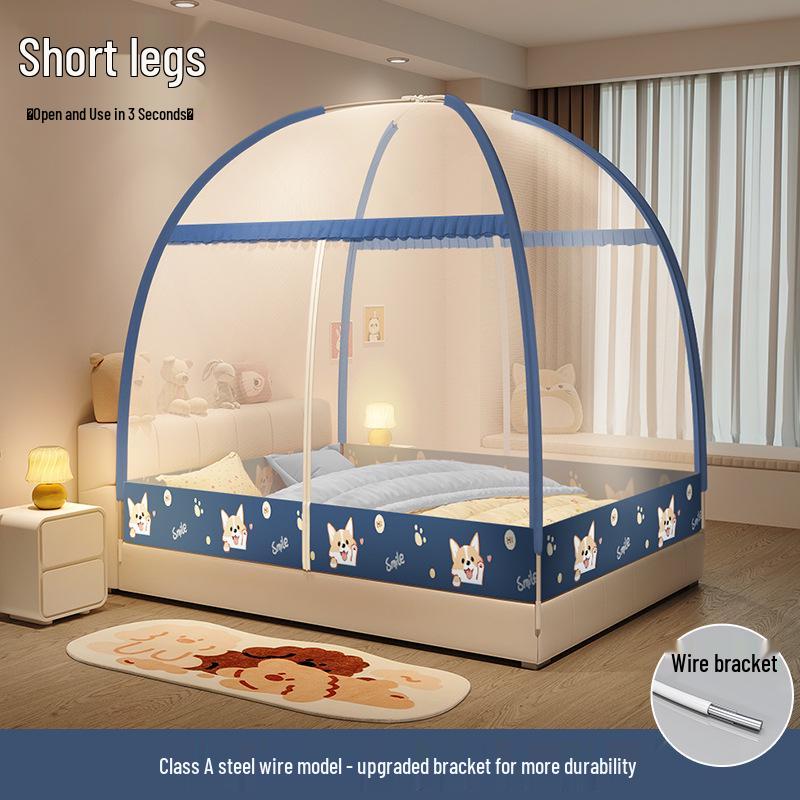 Foldable Mosquito Net Canopy for 1.5-1.8m Beds, Free Installation, Bedroom Yurt Tent