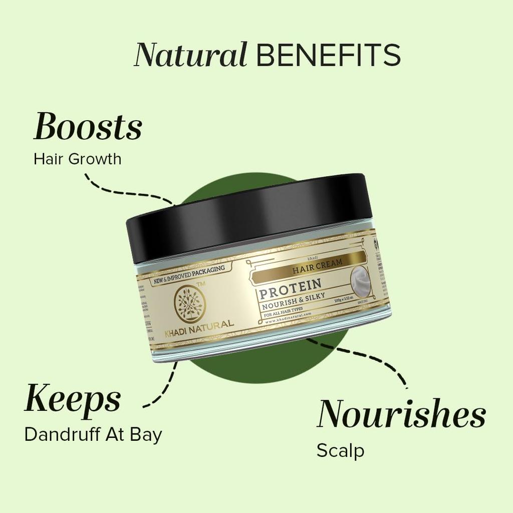 Khadi Natural Protein Hair Cream For Soft Shiny Hair Paraben Silicone Free Dry Hair Care Pack Of 2 X 100 g