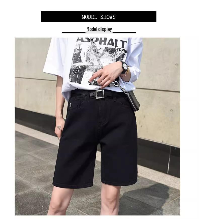 Women's High-Waisted Denim Shorts: Summer Solid Color, Trendy Design, Plus Size, Loose Fit, Straight Leg