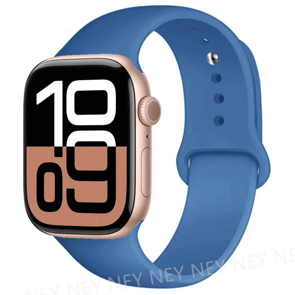 Silicone Band For Apple Watch Straps Ultra 2 49mm 45mm 44-40mm 41mm Sport Bracelet Apple Watch Series 10 42mm-46mm 8 7 6 5 SE 9