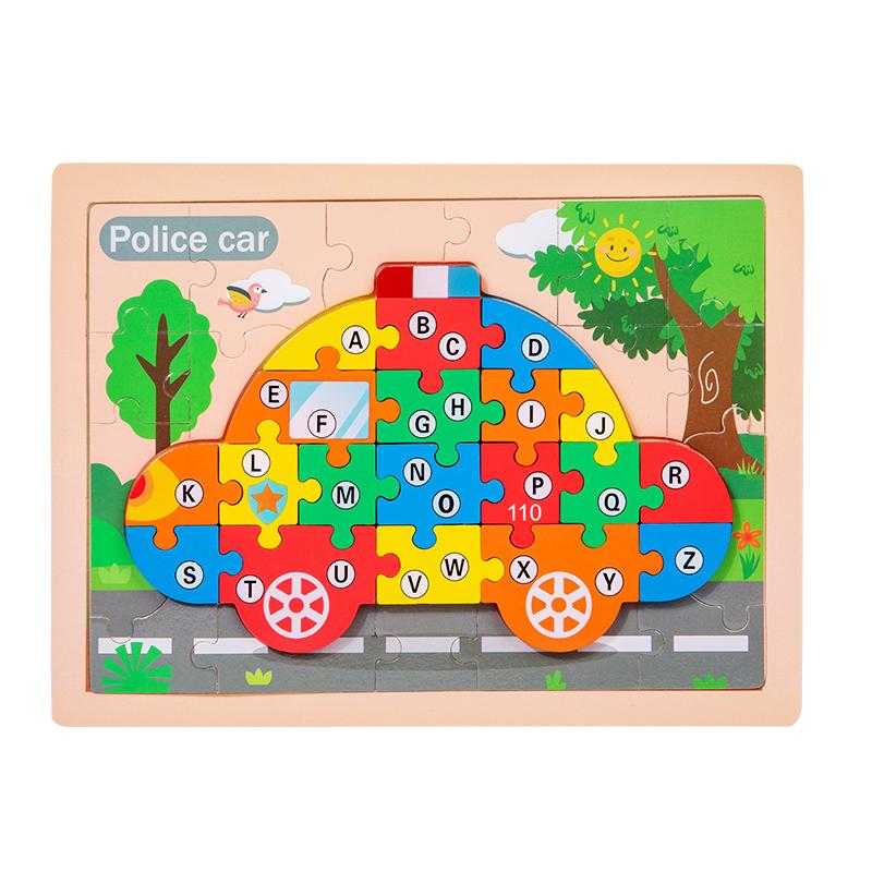 26 Stück Buchstaben Holzpuzzle Lernspielzeug für Kinder, Drei-in-eins Spielweise Holzpuzzle, Pädagogisches Geschenk für Vorschulkinder
