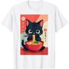 YUZBHOME Kätzchen isst japanische Nudeln Anime Manga Babykatze Ramen T-Shirt
