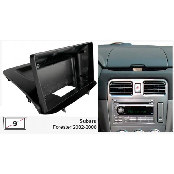 Car Fascia Radio Panel for Subaru Forester (Black) 2002-2008 Dash Kit Install Facia Console Bezel GPS Adapter Plate Trim 9 Inch