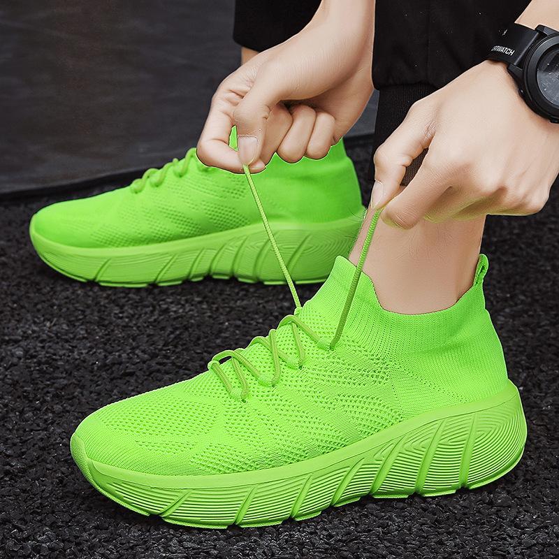 Spring Knit Socks Shoes Men Orange Sneakers Mesh Platform Men's Casual Sneakers Mens Breathable Running Shoes Women Sports Shoes