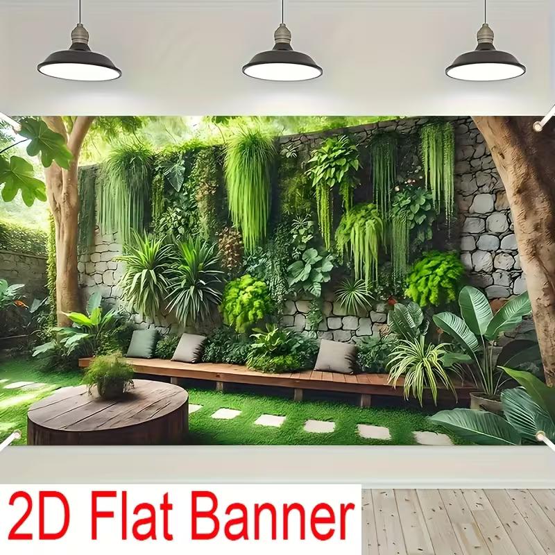 

2D Indoor Garden Banner Stone Wall with Hanging Plants Photography Background 47.2x31.5inch/120*80cm