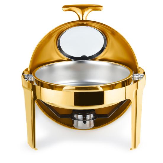 6QT Stainless Steel Chafing Dish for Buffet, Round Food Warmer with Visible Glass Lid