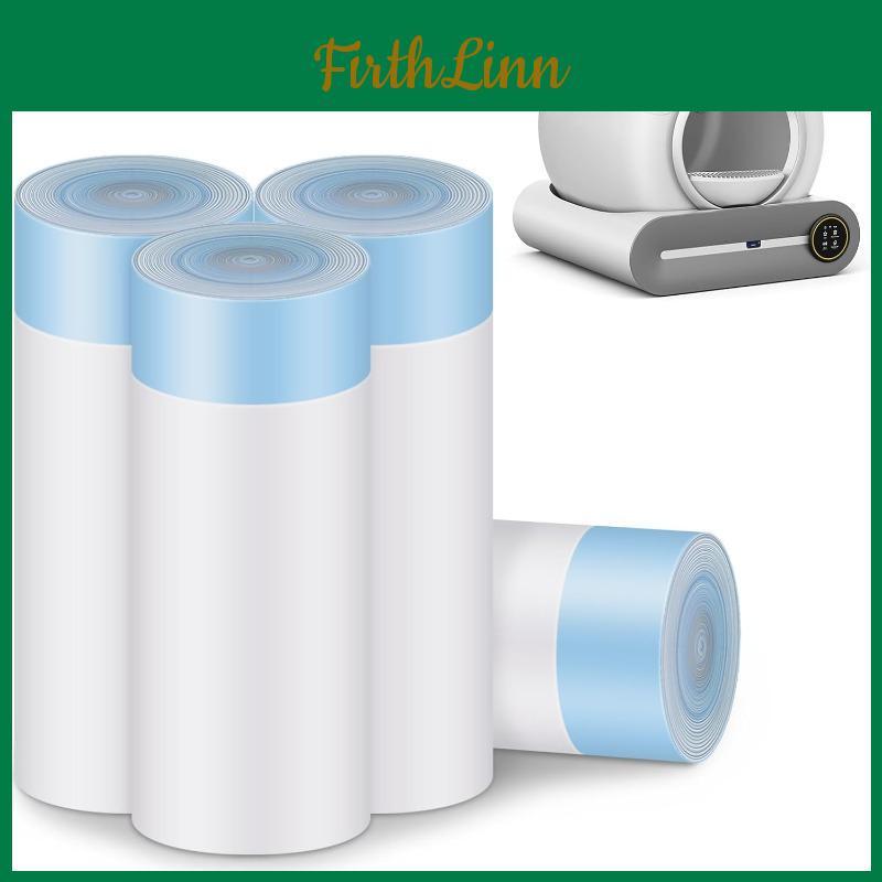 80 Litter Cat Pieces Bags Litter Box Liners For Automatic Cat Litter Box Self Cleaning 4 Rolls 18 X 18 Inches Robot Drawstring Bags White