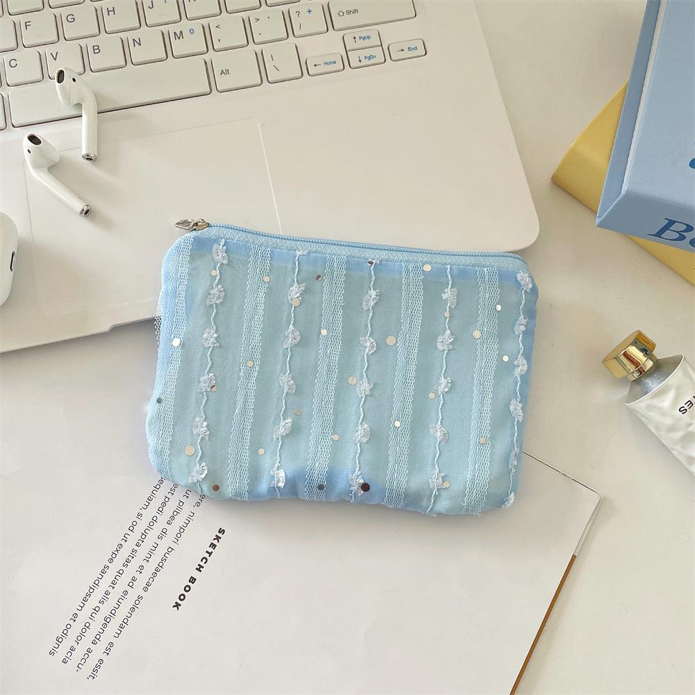 

Пайеточный трехмерный шифон, сумка для мелочи с цветком, для мелочей, сумка для ключей, сумка для хранения личных вещей для девочек синий