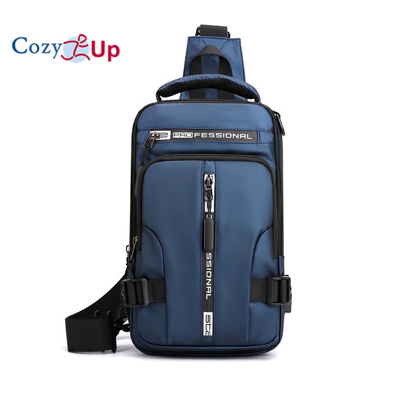 

Мужская многофункциональная нагрудная сумка Cozy Up, модная и повседневная сумка через плечо на одно плечо, небольшой рюкзак из водонепроницаемой ткани 18cm * 10cm * 30cm темно-синий
