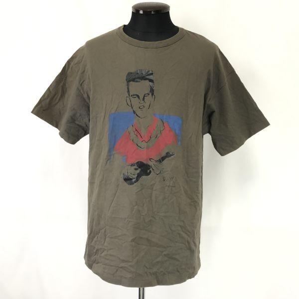 AMERICANA Japan Made Lamb Leather Back Zip Oversized Short Sleeve T Shirt Khaki XL Ladies(USED)