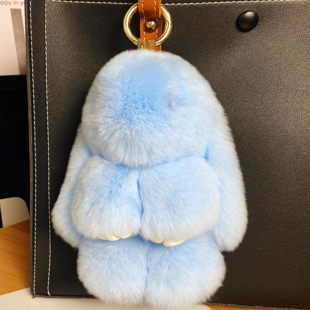 Mini Rex Rabbit Fur Pom Pom Keychain Bag Charm Keyring