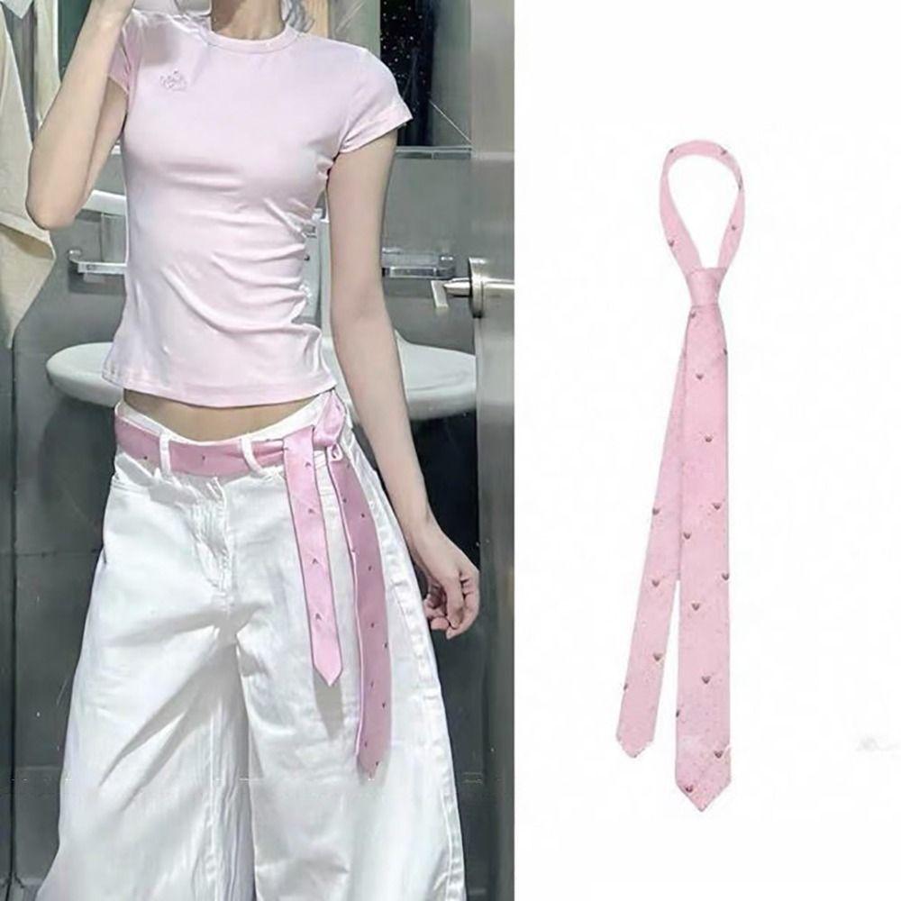 Long Skinny Necktie Scarf Decorative Accessory Striped Neck Tie Striped Waist Belt Women Men