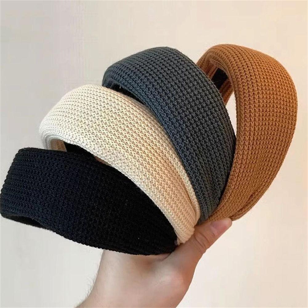 

Pleated Hairband Solid Color Hair Accessories Daily Headwear for Women Girls бежевий