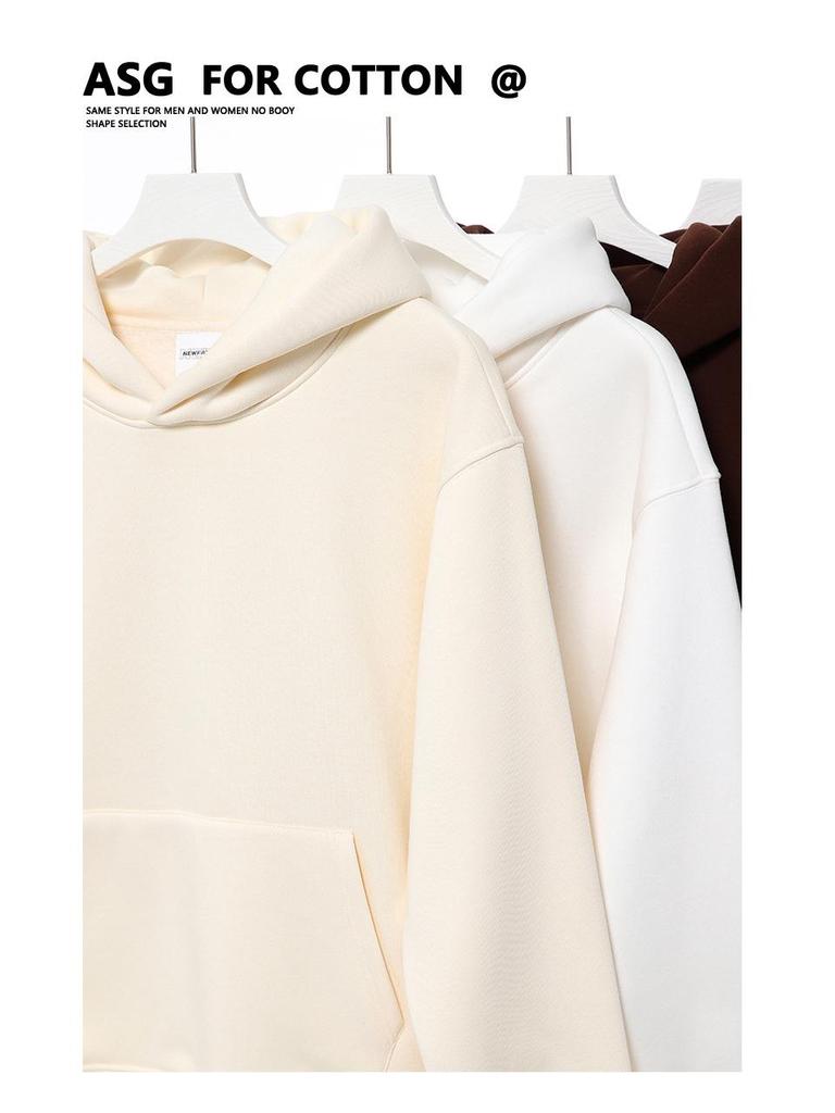 Retro Heavyweight 480g Hooded Sweatshirt - Thick Fleece Drop Shoulder Pullover for Men and Women