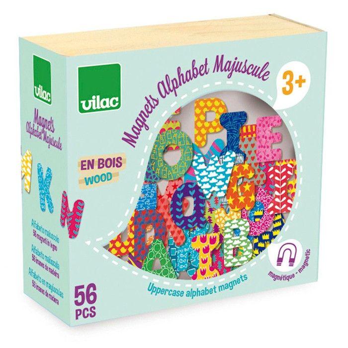 Magnets Alphabet Majuscule : 56 Pièces En Bois