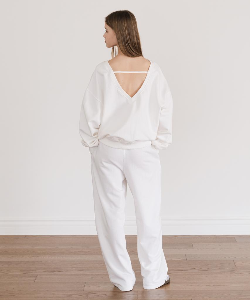 INJIACTIVE Semi Wide Logo Sweatpants White