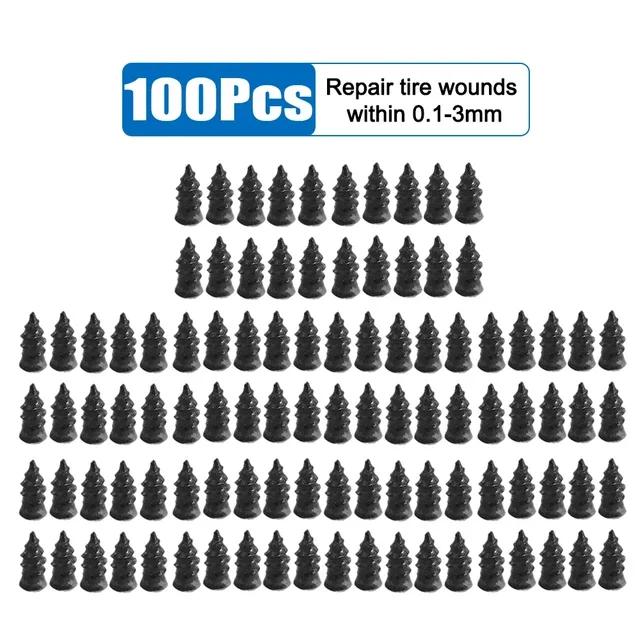 

100PCS Car Vacuum Puncture Nails Rubbers Tapping Screws for Automotive Motorcycle Truck Bus and Agricultural Tyre Patching