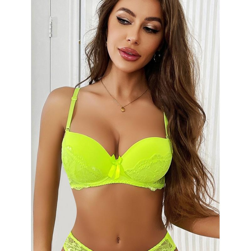 Sexy Lace Bra Solid Color Comfort Push Up Underwire Brassiere Women