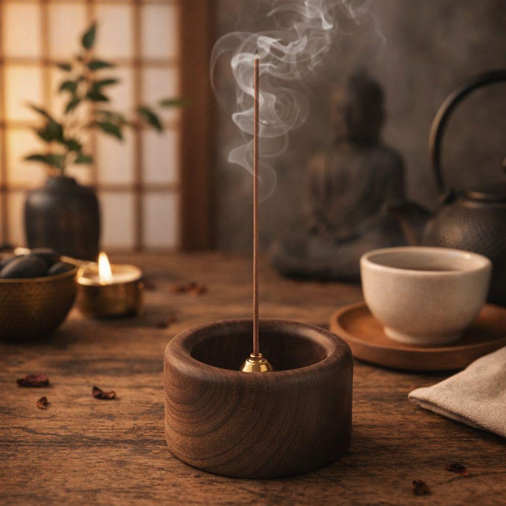 Round Wooden Incense Holder Handmade Incense Base Multi-functional Incense Tray  Tea Ceremony