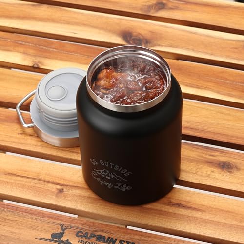 Captain Stag (CAPTAIN STAG) Food Pot, Food Container, Water Bottle, Double Stainless Steel Bottle, Vacuum Insulated, Hot & Cold Insulation, HD Food Po