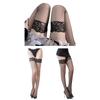 Sheer Fishnet Thigh High Stockings with Floral Lace Trim See Through Mesh Over Knee Long Socks for Women's Hosiery