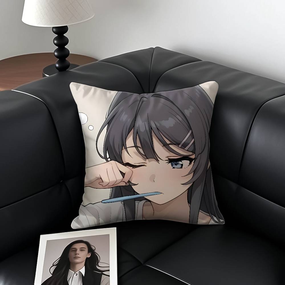 Mai S-sakurajima S-Sexy Pillow Case Anti-dustmite Pillowcase Invisible zipper silky short plush Sofa cushion cover