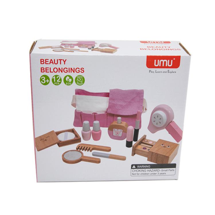 Children's Wooden Pretend Makeup Set: Portable Cosmetics Toy for Dress-Up and Imaginative Play