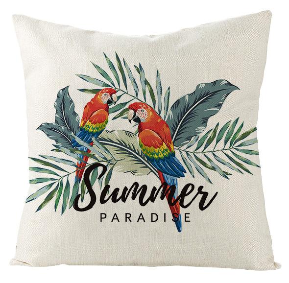 New Outdoor Waterproof Linen Pillow Case Tropical Green Leaf Cushion Cover