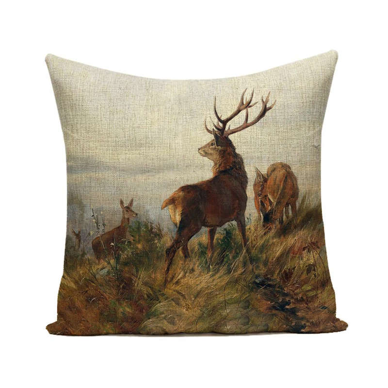 

Наволочка с дикой природой Милая морда оленя лося Наволочка Декор для дома гостиной Украшение 45x45см 16x16Inch