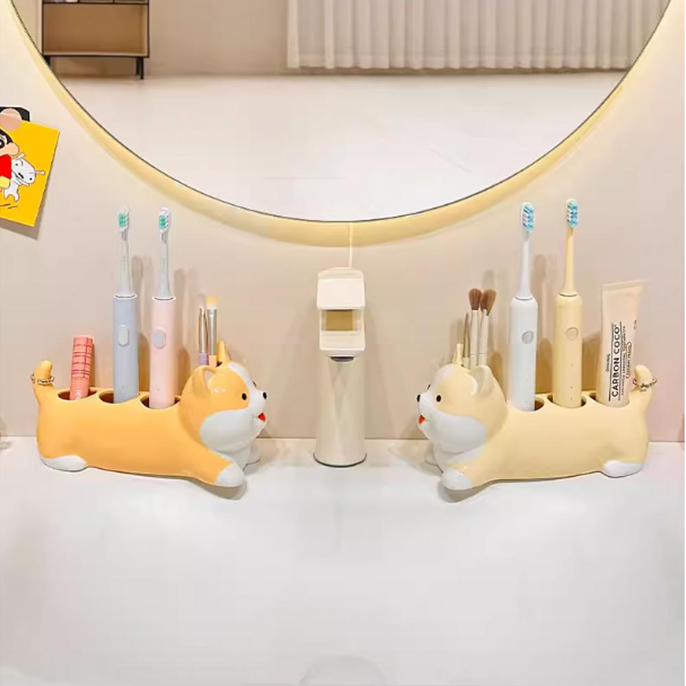 Cute Puppy Keji Electric Toothbrush Holder Home Storage Rack Bathroom Washstand Toothpaste Toothbrush Base Bathroom Decoration