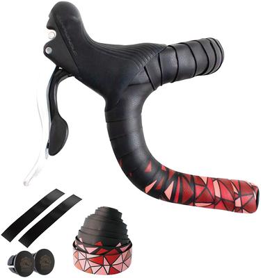 GORIX Road Bike Bar Tape (GX-BARA) Rose Pattern Bicycle Tape with Shock Absorption and Grip, Simple Design, Black and Red