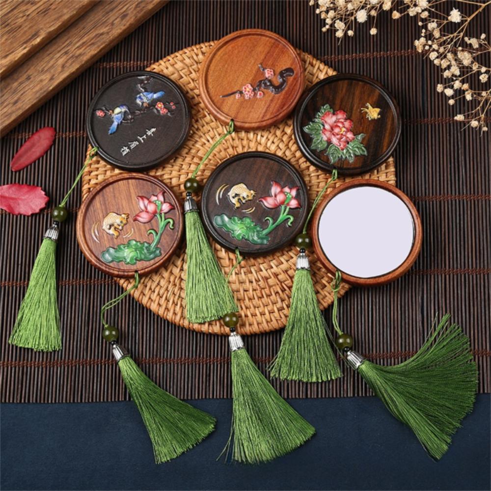 Fish Wooden Cosmetic Mirror Portable Pocket Makeup Mirror Chinese Style Handheld Mirror Vacation