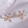 Korean Bling Crystal Flower Ear Clips Without Piercing Earrings for Women Fashion Butterfly Ear Cuff Wedding Party Jewelry