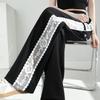 Pantalons d'été fins à jambes larges pour femmes, avec incrustations en dentelle, ajourés, tendance, sportifs, droits, respirants, protection solaire