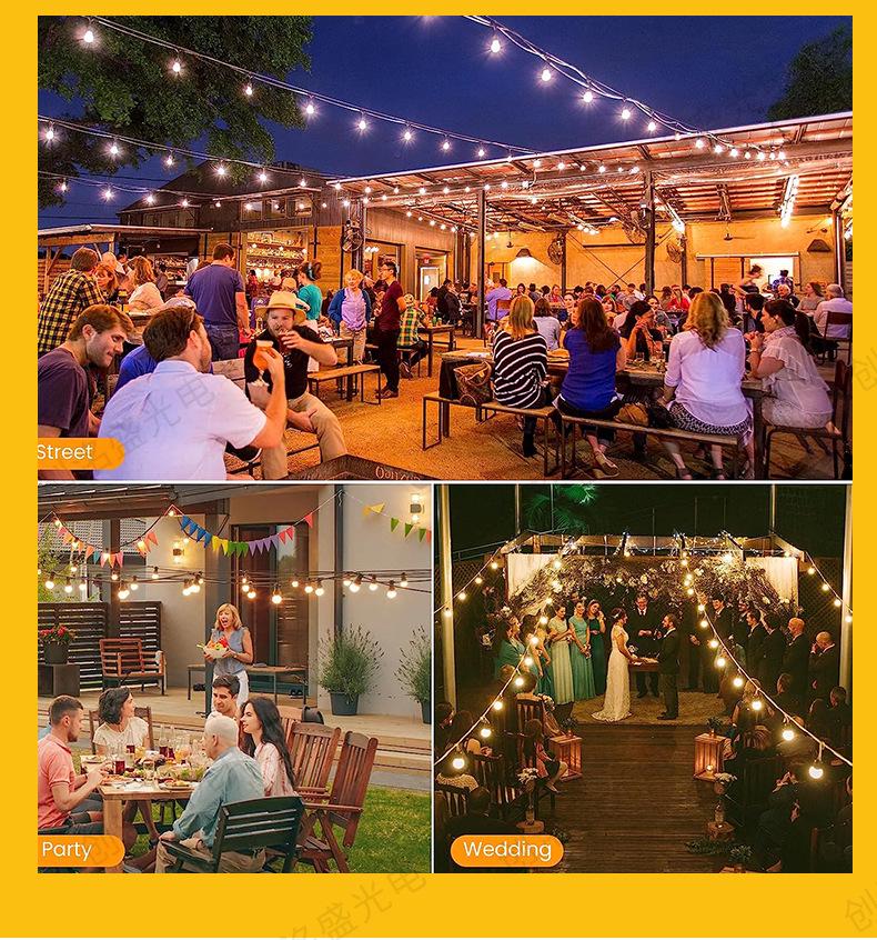 G40 Solar Dimmable LED String Lights for Camping and Courtyard Decoration, Waterproof Large Round Balls