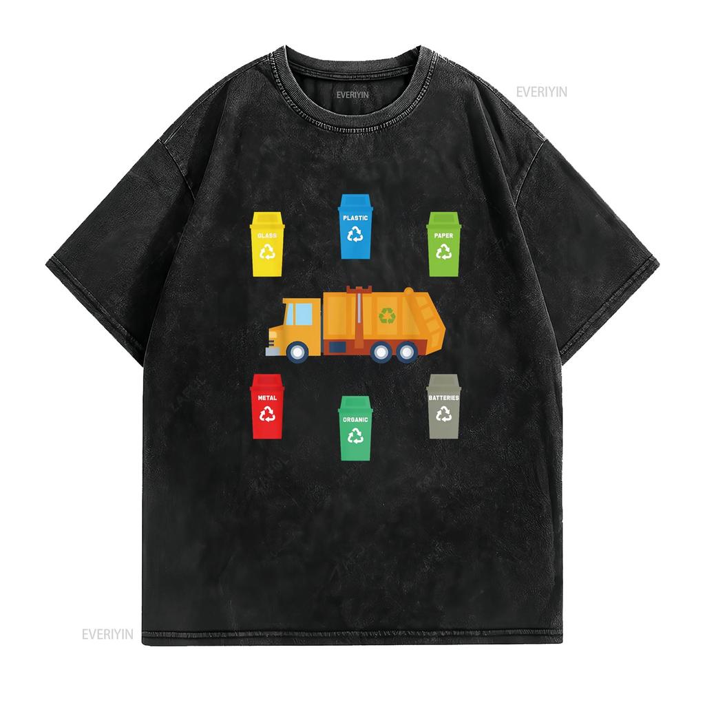 Recycling Trash Garbage Truck T Shirt Funny Toddler Boy Kids Vintage Washed Fashion Slightly Comfortable Stretched Breathable