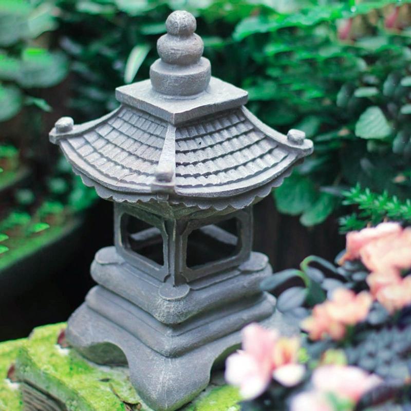 Decorative Solar for Palace Lamp Japanese Style Landscape Light Anti Deformed Garden Yard Resin Ornament Gift for Neighb