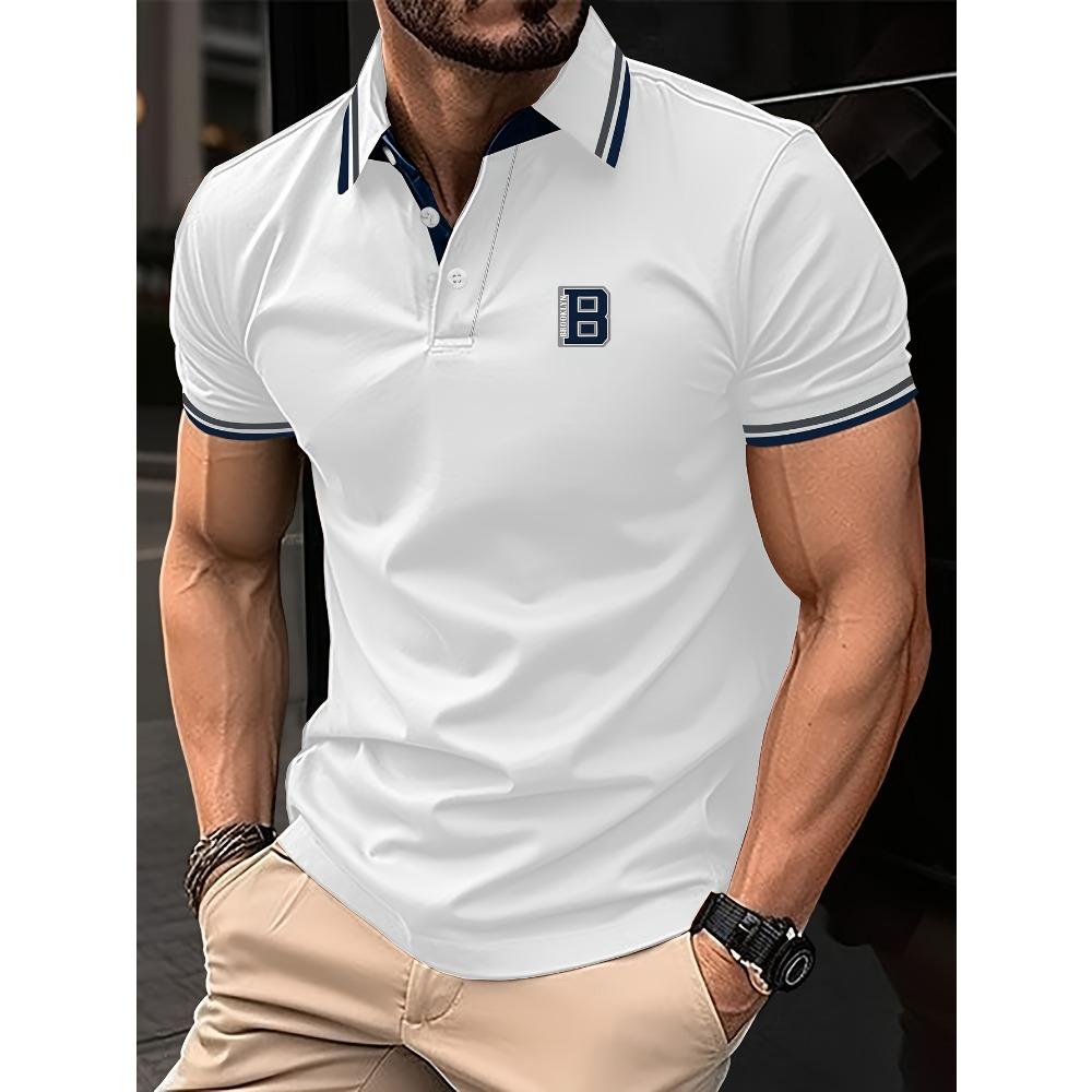 Fashionable casual polo with men's buttons and short sleeves