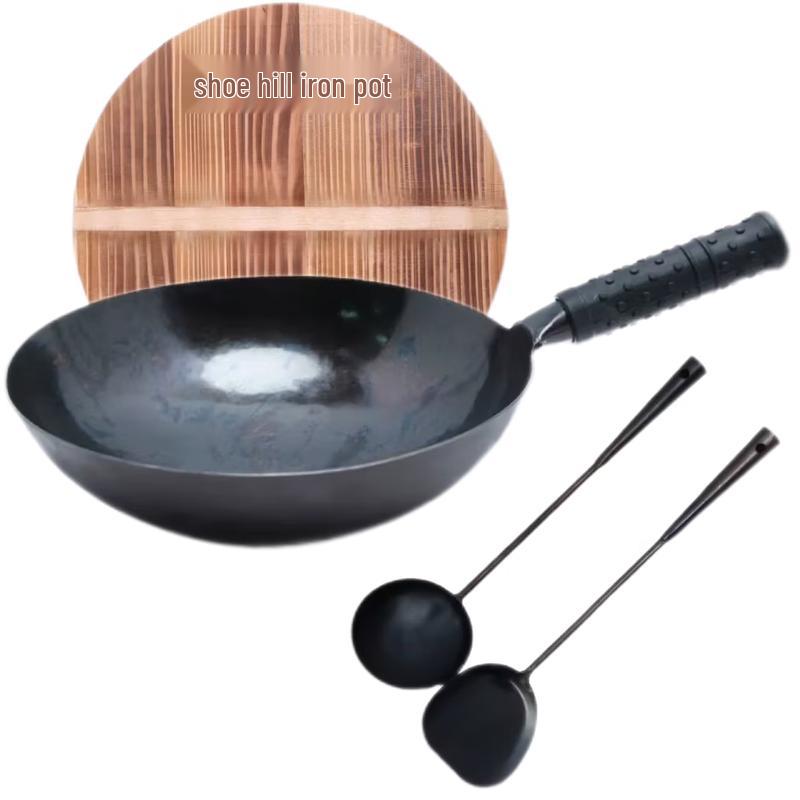 

Jinweide 32cm Wrought Iron Wok with Lid & Utensils