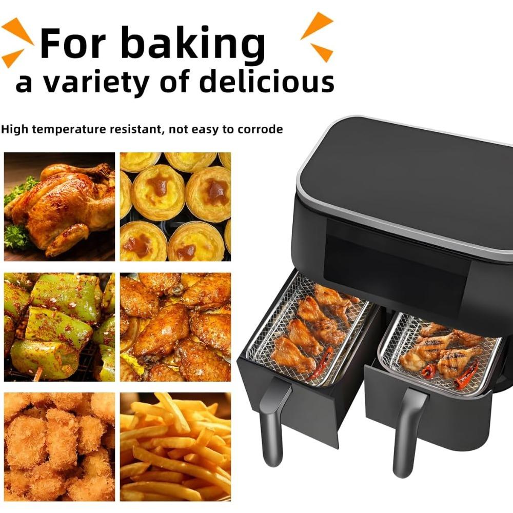 Stainless Steel Grill Basket Air Fryer Rack Stackable Grilling Rack Non Stick Food Tray Multipurpose Drain Basket Kitchen Tools