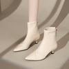 Fashion 2025 Spring Pointed Toe Women Modern Ankle Boots Fashion Soft Leather Short Booties Concise High Heels Shoes