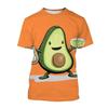 Summer Round Neck 3D Avocado Pattern Printed Top Fashionable Casual Short Sleeved Children's Boy and Girl Kids Unisex T-shirts