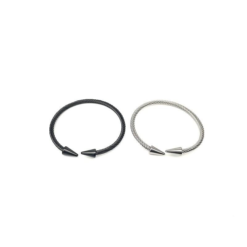 Geometric Stainless Steel Cuff Bracelet With Polished Finish For Men Women