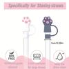 4PCS Cartoon Cute Cat Paw Straw Cap Straw Lids For Car Cups Silicone Straw Top Lids Reusable Silicone Soft Protector Cover