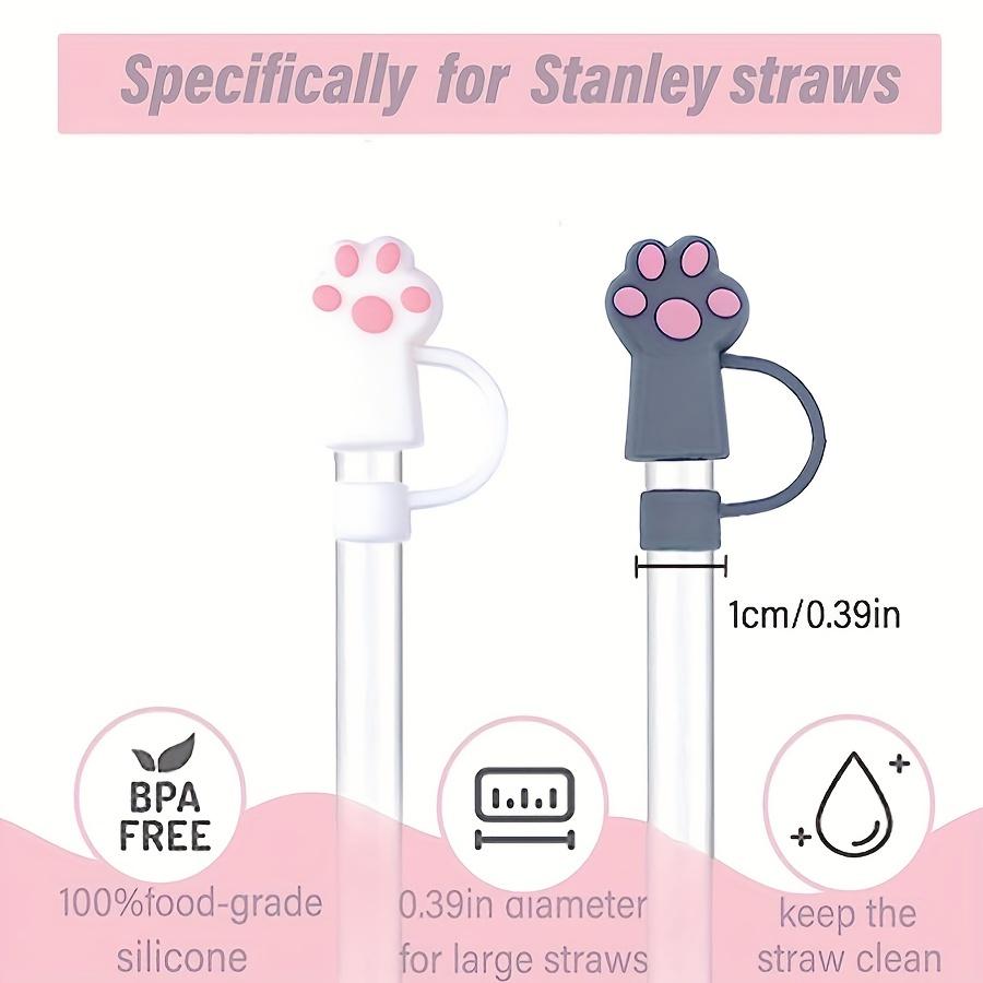 4PCS Cartoon Cute Cat Paw Straw Cap Straw Lids For Car Cups Silicone Straw Top Lids Reusable Silicone Soft Protector Cover